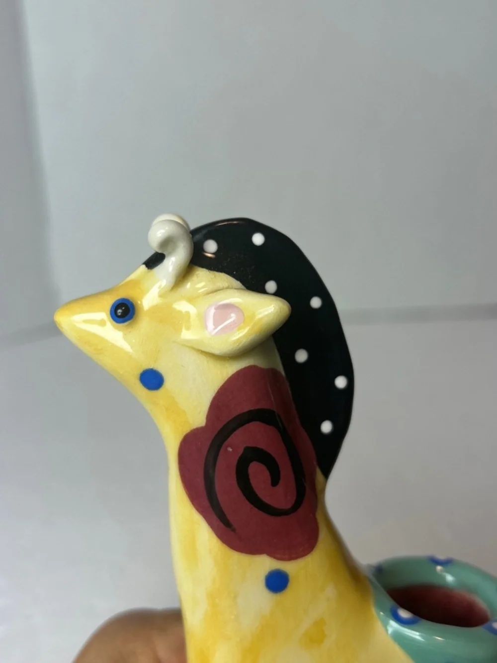 VTG RussianYellow Ceramic Giraffe Candle Holder Decor Handpainted Dainty Kawaii